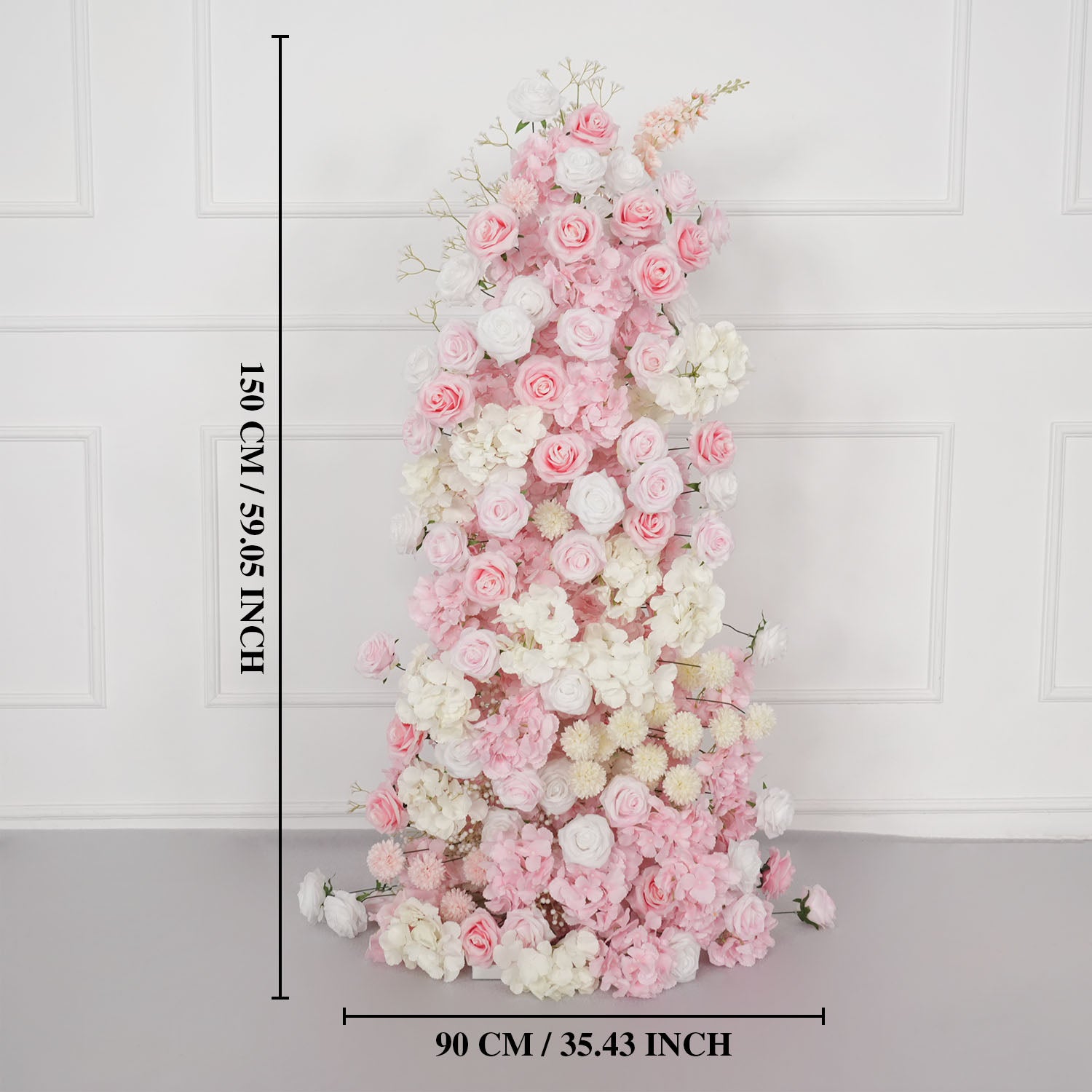 Uflower Artificial Pink White Wedding KT Backdrop Flower Row Decor